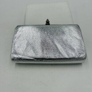 Vintage Evening Handbag Silver Metallic Clutch Purse Wallet Handbag Formal